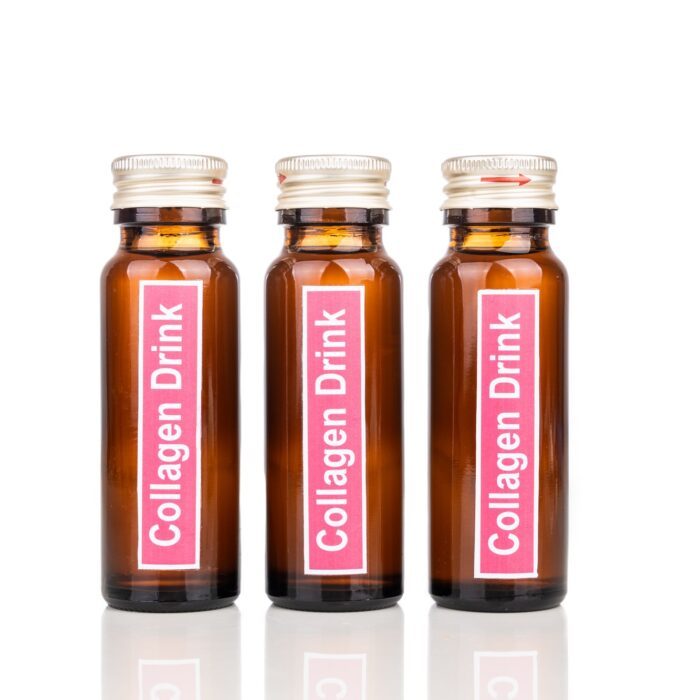 Collagen-drinks: Kollagengetränke in der Flasche als Ergänzung für Schönheit, Anti-Aging und Wellness